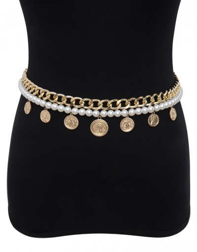 Replica Simple Design Geometry Beading Chain Belt For Women #792770 $9.54 USD for Wholesale