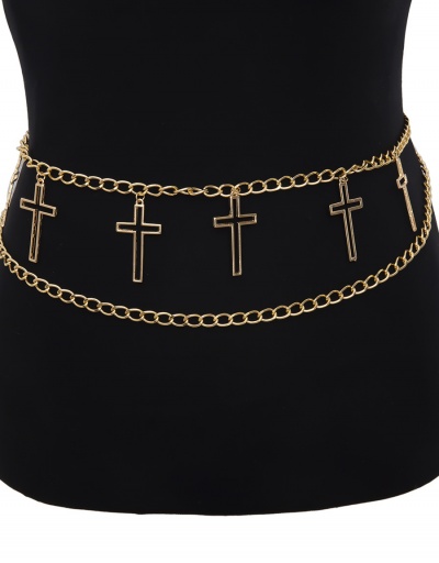 Replica Vintage Double-Layer Cross Chain Belt For Women #792771 $8.33 USD for Wholesale