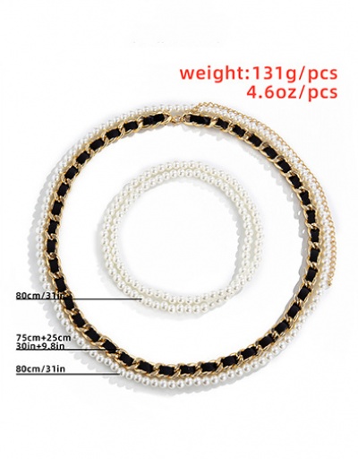 Replica Simple Stylish Faux-Pearl Body Waist Chain For Women #792782 $12.50 USD for Wholesale