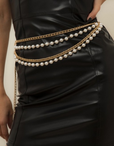 Replica Hip Hop Faux Pearl Belt For Women #792794 $11.20 USD for Wholesale