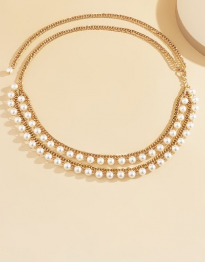 Replica Hip Hop Faux Pearl Belt For Women #792794 $11.20 USD for Wholesale