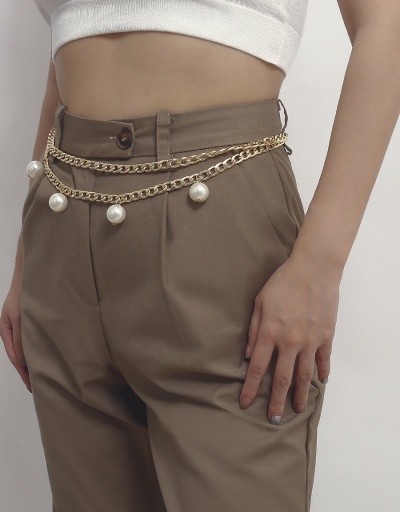 Replica Fashion Faux Pearl Pendant Double-Layer Chain Belt For Women #792808 $6.94 USD for Wholesale