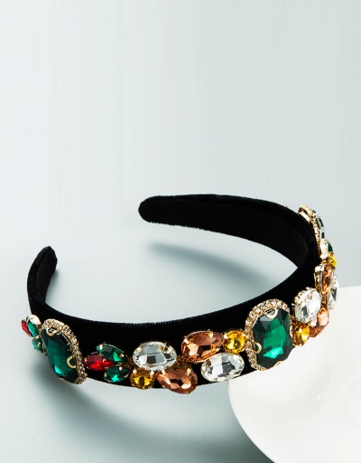 Replica Superb Geometry Colorful Rhinestone Broadside Hair Hoop For Women #792818 $22.50 USD for Wholesale