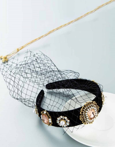 Replica Mysterious Gauze Faux-Pearl Rhinestone Hair Hoop For Women #792829 $24.72 USD for Wholesale