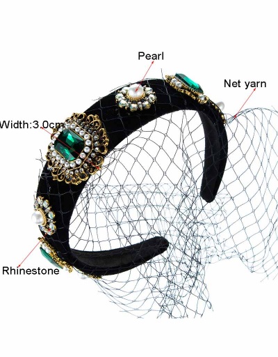 Replica Mysterious Gauze Faux-Pearl Rhinestone Hair Hoop For Women #792829 $24.72 USD for Wholesale