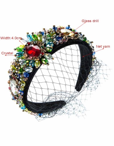 Replica Royal Court Exaggerated Rhinestone Gauze Hair Hoop For Women #792830 $42.00 USD for Wholesale