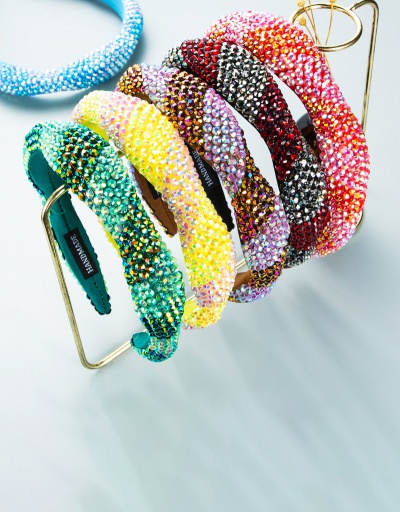 Exaggerated Shinny Full Rhinestone Contrast Color Hair Hoop For Women #792837 $21.92 USD, Wholesale Fashion Hair Accessories