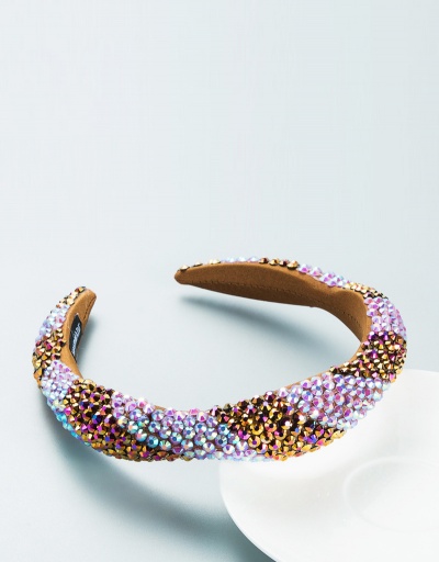 Replica Exaggerated Shinny Full Rhinestone Contrast Color Hair Hoop For Women #792837 $21.92 USD for Wholesale