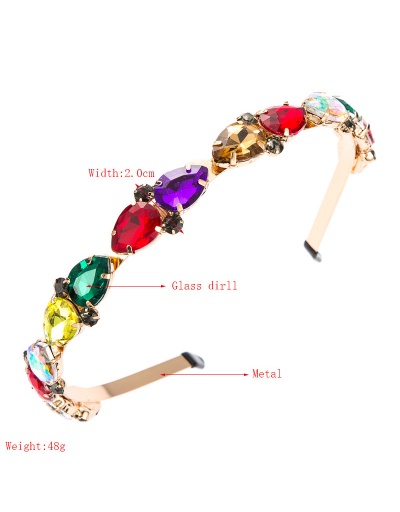 Replica Stylish Water Drop Shape Rhinestone Metal Hair Hoop For Women #792842 $8.64 USD for Wholesale