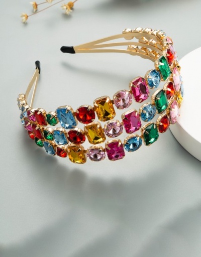 Replica Attractive Rhinestone Multicolored Three Rows Hair Hoop For Women #792853 $14.30 USD for Wholesale