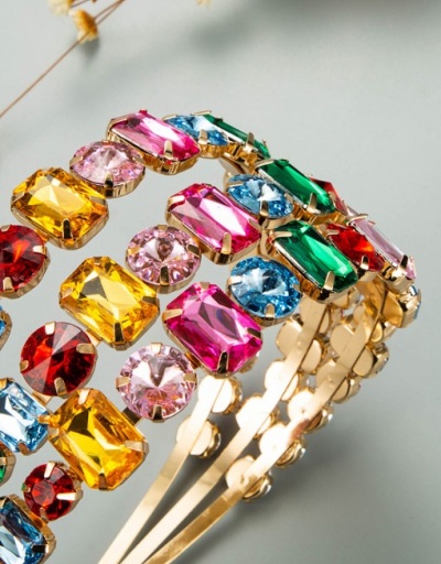 Replica Attractive Rhinestone Multicolored Three Rows Hair Hoop For Women #792853 $14.30 USD for Wholesale