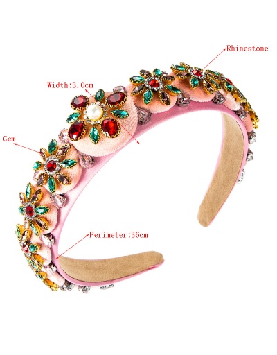 Replica Gorgeous Flower Rhinestone Colored Hair Hoop For Women #792857 $30.32 USD for Wholesale