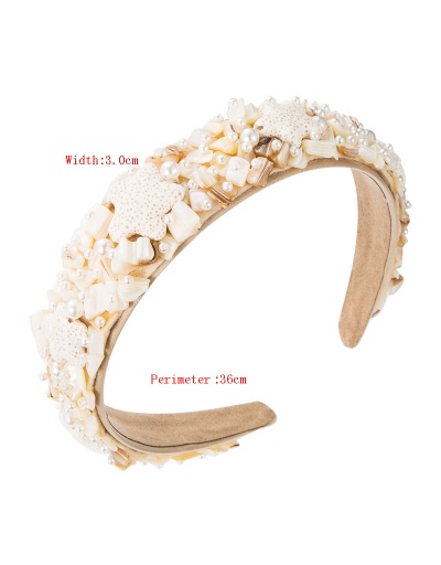 Replica Trendy Faux-Pearl Shell Starfish Hair Hoop For Women #792860 $31.05 USD for Wholesale