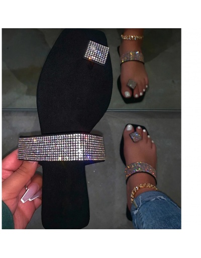 Replica Stylish Rhinestone Square Toe Slippers For Women #792863 $26.58 USD for Wholesale