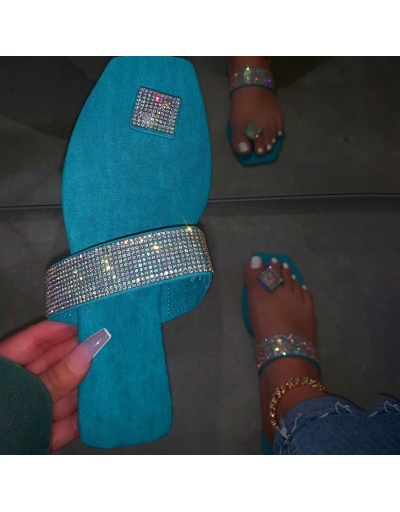 Replica Stylish Rhinestone Square Toe Slippers For Women #792863 $26.58 USD for Wholesale