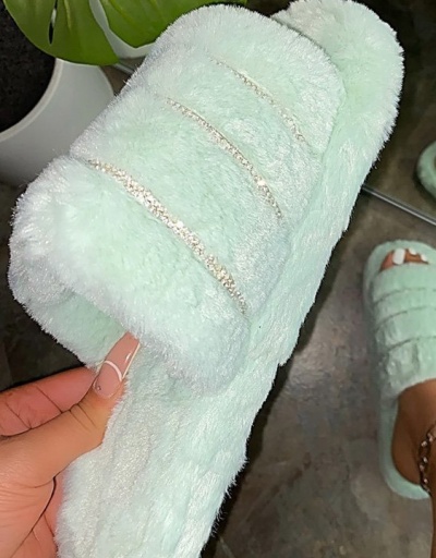 Replica Fluffy Slippers Flat Winter Slippers For Women #792874 $40.74 USD for Wholesale