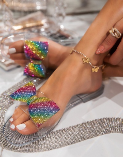 Colorful Rhinestone Bow Ladies Slippers For Women #792875 $26.44 USD, Wholesale Fashion Slippers