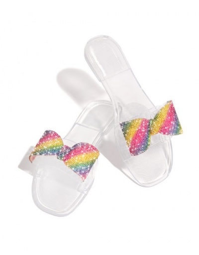 Replica Colorful Rhinestone Bow Ladies Slippers For Women #792875 $26.44 USD for Wholesale