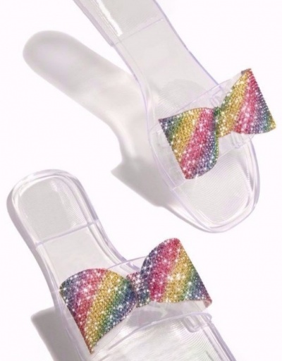 Replica Colorful Rhinestone Bow Ladies Slippers For Women #792875 $26.44 USD for Wholesale