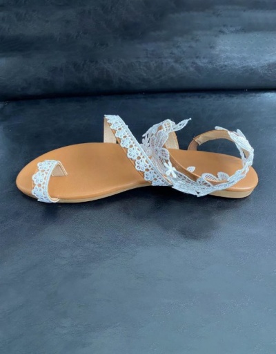 Replica Fashion Lace Solid Flat Summer Sandals For Women #792876 $23.33 USD for Wholesale