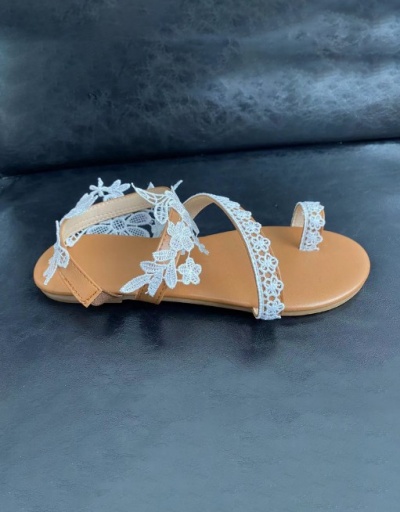 Replica Fashion Lace Solid Flat Summer Sandals For Women #792876 $23.33 USD for Wholesale