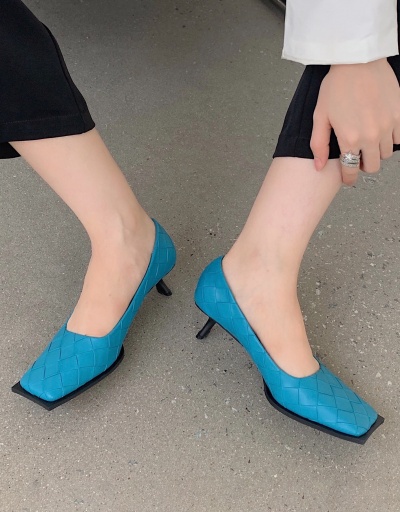 New Weaving Square Toe Heels For Women #792887 $67.50 USD, Wholesale Fashion Heels