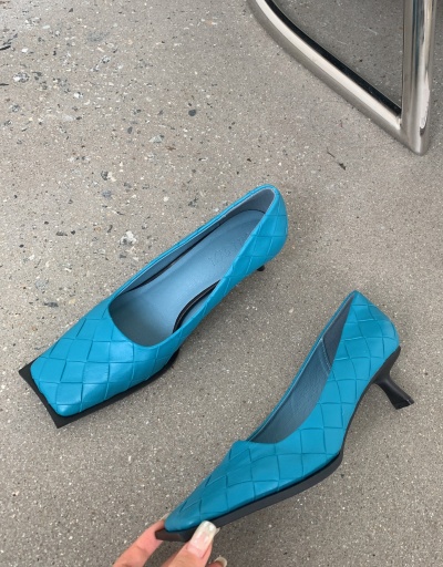 Replica New Weaving Square Toe Heels For Women #792887 $67.50 USD for Wholesale