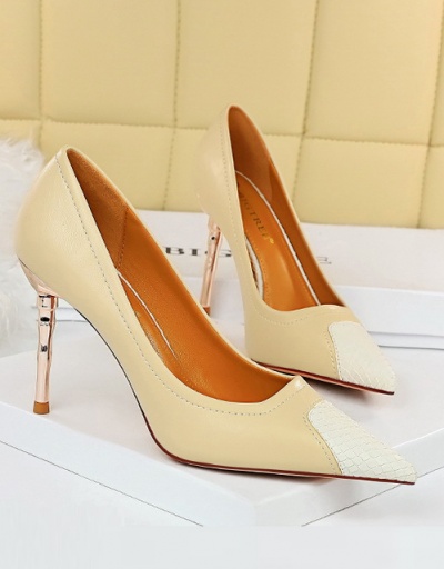 Evening Sexy Pointed Toe Contrast Color Slip On Heel For Women #792888 $59.72 USD, Wholesale Fashion Heels