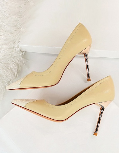 Replica Evening Sexy Pointed Toe Contrast Color Slip On Heel For Women #792888 $59.72 USD for Wholesale