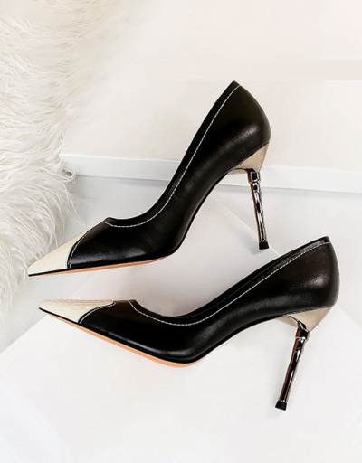 Replica Evening Sexy Pointed Toe Contrast Color Slip On Heel For Women #792888 $59.72 USD for Wholesale