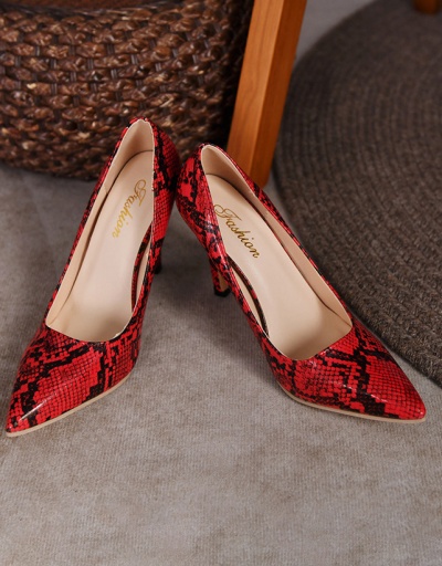 Replica New Snake Print High Heels Shoes For Women #792896 $40.74 USD for Wholesale