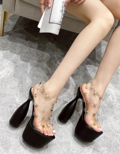 New Rivet Transparent Platform High Heels For Women #792897 $74.44 USD, Wholesale Fashion Heels