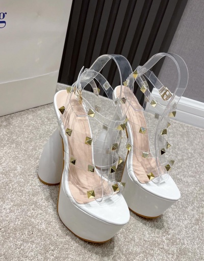 Replica New Rivet Transparent Platform High Heels For Women #792897 $74.44 USD for Wholesale