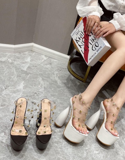 Replica New Rivet Transparent Platform High Heels For Women #792897 $74.44 USD for Wholesale