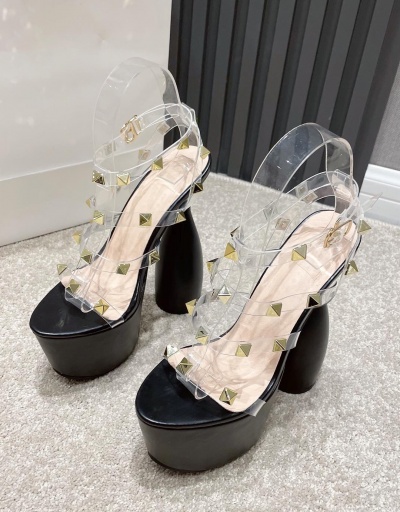 Replica New Rivet Transparent Platform High Heels For Women #792897 $74.44 USD for Wholesale