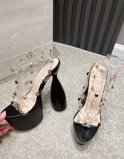 Replica New Rivet Transparent Platform High Heels For Women #792897 $74.44 USD for Wholesale