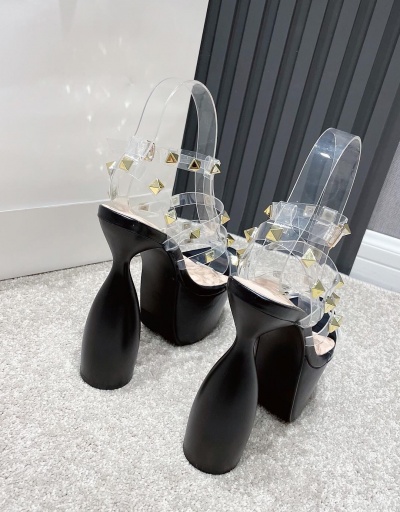 Replica New Rivet Transparent Platform High Heels For Women #792897 $74.44 USD for Wholesale