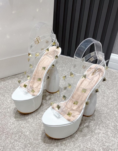 Replica New Rivet Transparent Platform High Heels For Women #792897 $74.44 USD for Wholesale