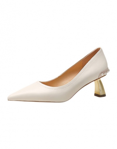 Replica Lady Style Faux Pearl Pointed Toe Slip On Heels For Women #792898 $41.39 USD for Wholesale