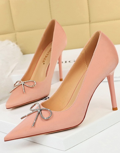 Korean Style Sweet Fashion Rhinestone Slip On Heels For Women #792907 $53.33 USD, Wholesale Fashion Heels