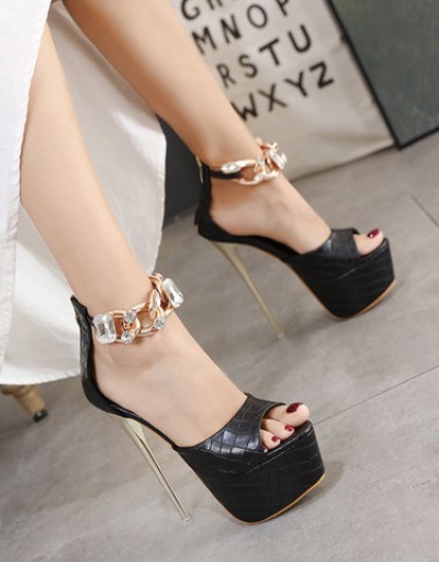 Replica Peep Toe Sexy Nightclub Solid Platform Heel Sandals For Women #792910 $77.41 USD for Wholesale