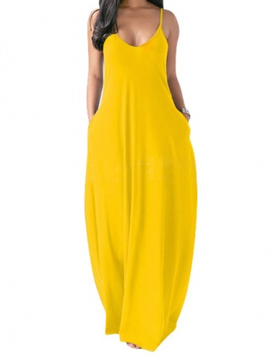 Replica Casual V Neck Camisole Maxi Dress V Neck Sleeveless For Women #792930 $21.68 USD for Wholesale