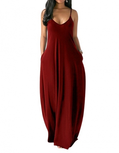 Replica Casual V Neck Camisole Maxi Dress V Neck Sleeveless For Women #792930 $21.68 USD for Wholesale