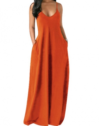 Replica Casual V Neck Camisole Maxi Dress V Neck Sleeveless For Women #792930 $21.68 USD for Wholesale