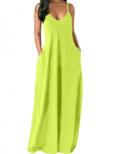 Replica Casual V Neck Camisole Maxi Dress V Neck Sleeveless For Women #792930 $21.68 USD for Wholesale