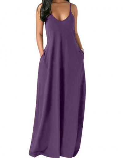 Replica Casual V Neck Camisole Maxi Dress V Neck Sleeveless For Women #792930 $21.68 USD for Wholesale