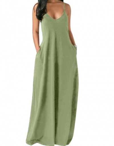 Replica Casual V Neck Camisole Maxi Dress V Neck Sleeveless For Women #792930 $21.68 USD for Wholesale