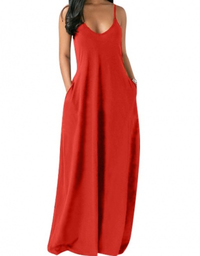 Replica Casual V Neck Camisole Maxi Dress V Neck Sleeveless For Women #792930 $21.68 USD for Wholesale