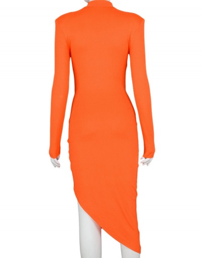 Replica Twist High Split Hem Sexy Dress Mock Neck Long Sleeve For Women #792933 $24.10 USD for Wholesale