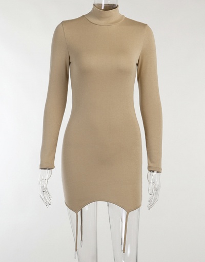 Replica Charming Solid Turtle Neck Fitted Dress Turtle/High Neck Long Sleeve For Women #792942 $33.40 USD for Wholesale